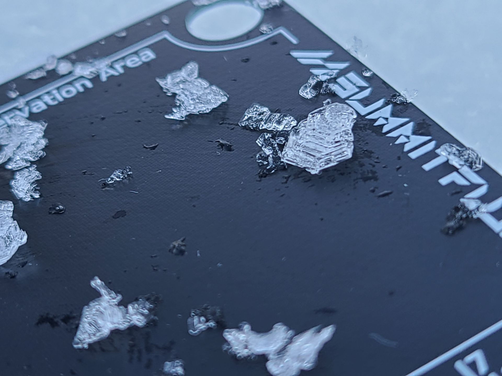 Faceted snow crystals closeup